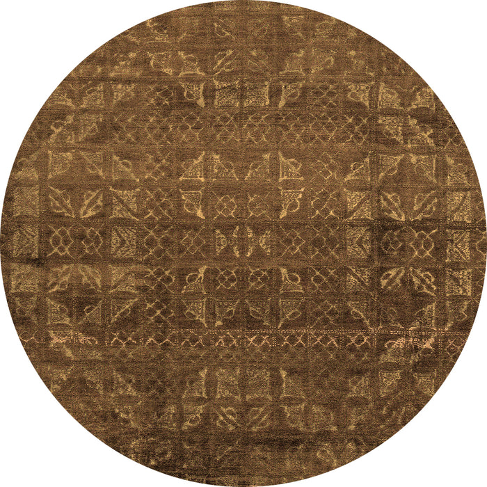 Round Abstract Orange Modern Rug, abs4498org