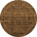 Round Abstract Orange Modern Rug, abs4498org