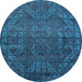 Round Abstract Bright Navy Blue Modern Rug, abs4498