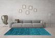 Machine Washable Abstract Turquoise Modern Area Rugs in a Living Room,, wshabs4498turq