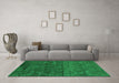 Machine Washable Abstract Green Modern Area Rugs in a Living Room,, wshabs4498grn