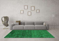 Machine Washable Abstract Green Modern Rug, wshabs4498grn