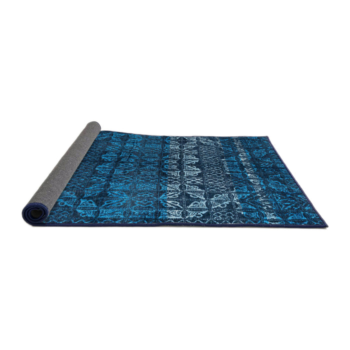 Sideview of Abstract Bright Navy Blue Modern Rug, abs4499