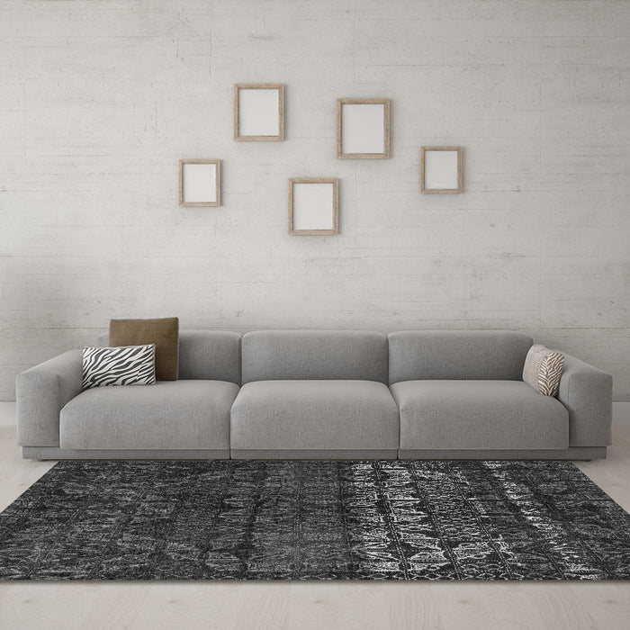 Machine Washable Abstract Gray Modern Rug in a Living Room,, wshabs4499gry