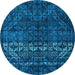 Round Machine Washable Abstract Light Blue Modern Rug, wshabs4499lblu