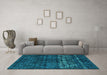 Machine Washable Abstract Turquoise Modern Area Rugs in a Living Room,, wshabs4499turq