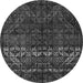 Round Machine Washable Abstract Gray Modern Rug, wshabs4499gry