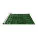 Sideview of Machine Washable Abstract Emerald Green Modern Area Rugs, wshabs4499emgrn