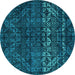 Round Abstract Turquoise Modern Rug, abs4499turq