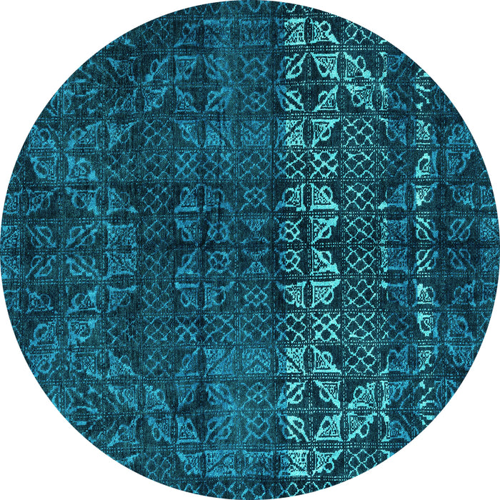 Round Machine Washable Abstract Turquoise Modern Area Rugs, wshabs4499turq