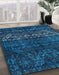 Abstract Bright Navy Blue Modern Rug in Family Room, abs4499