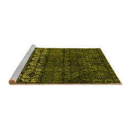Sideview of Machine Washable Abstract Yellow Modern Rug, wshabs4499yw