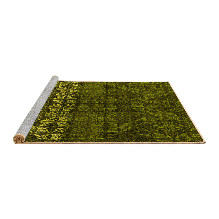 Sideview of Machine Washable Abstract Yellow Modern Rug, wshabs4499yw