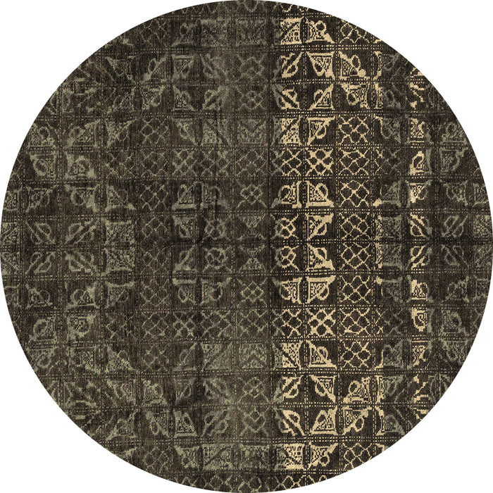 Round Machine Washable Abstract Brown Modern Rug, wshabs4499brn