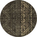 Round Abstract Brown Modern Rug, abs4499brn