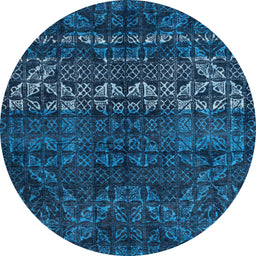 Round Abstract Bright Navy Blue Modern Rug, abs4499