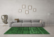 Machine Washable Abstract Emerald Green Modern Area Rugs in a Living Room,, wshabs4499emgrn