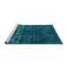 Sideview of Machine Washable Abstract Turquoise Modern Area Rugs, wshabs4499turq