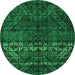 Round Abstract Green Modern Rug, abs4499grn