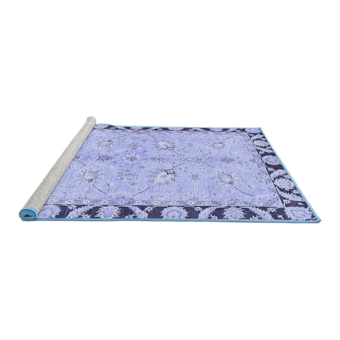 Sideview of Machine Washable Oriental Blue Traditional Rug, wshabs449blu