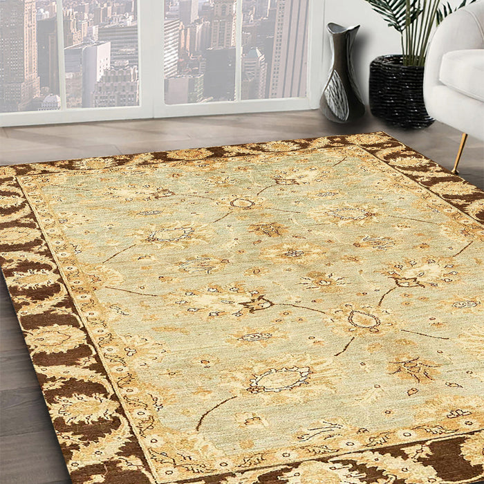 Machine Washable Abstract Cinnamon Brown Rug in a Family Room, wshabs449