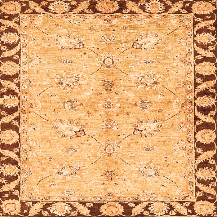 Square Machine Washable Oriental Orange Traditional Area Rugs, wshabs449org
