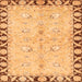 Square Machine Washable Oriental Orange Traditional Area Rugs, wshabs449org