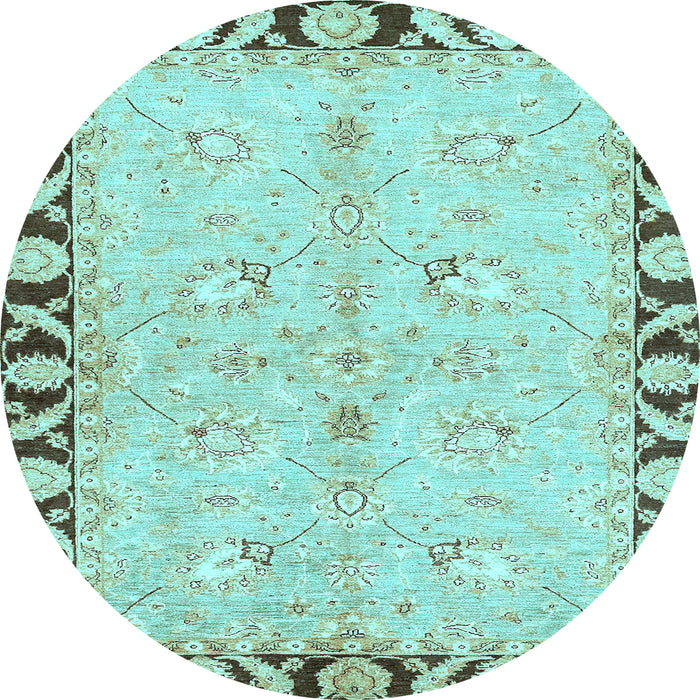 Round Oriental Light Blue Traditional Rug, abs449lblu