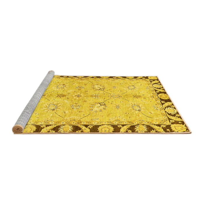 Sideview of Machine Washable Oriental Yellow Traditional Rug, wshabs449yw