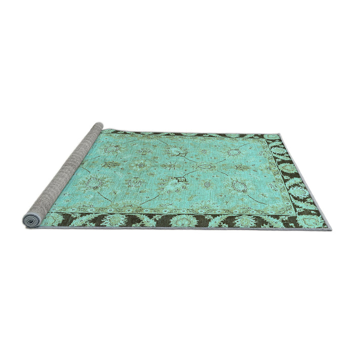 Sideview of Machine Washable Oriental Light Blue Traditional Rug, wshabs449lblu