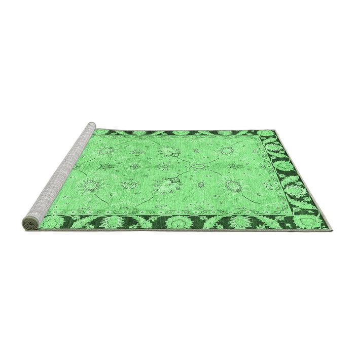 Sideview of Machine Washable Oriental Emerald Green Traditional Area Rugs, wshabs449emgrn