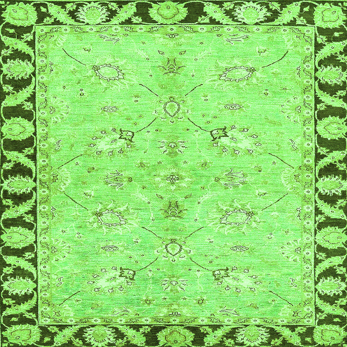 Square Oriental Green Traditional Rug, abs449grn