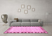 Machine Washable Oriental Pink Traditional Rug in a Living Room, wshabs449pnk