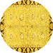 Round Oriental Yellow Traditional Rug, abs449yw