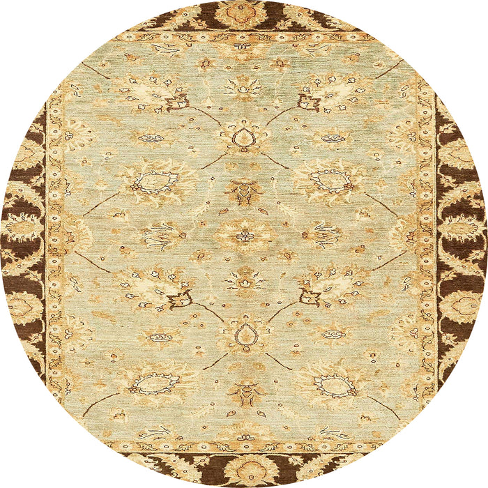 Round Machine Washable Abstract Cinnamon Brown Rug, wshabs449