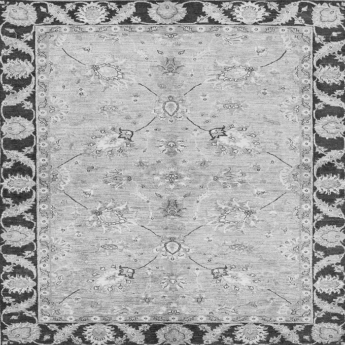 Square Machine Washable Oriental Gray Traditional Rug, wshabs449gry