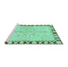 Sideview of Machine Washable Oriental Turquoise Traditional Area Rugs, wshabs449turq