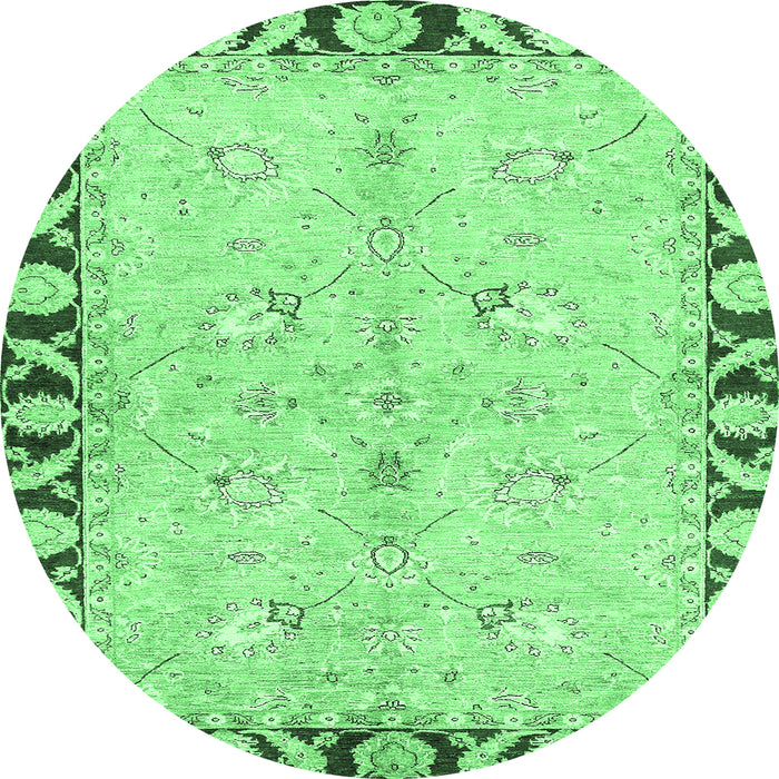 Round Oriental Emerald Green Traditional Rug, abs449emgrn