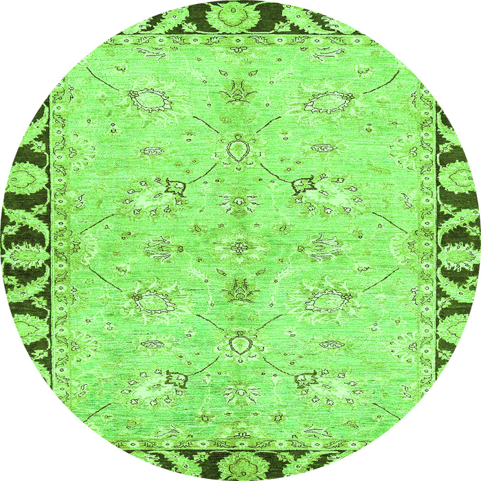 Round Machine Washable Oriental Green Traditional Area Rugs, wshabs449grn