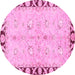 Round Oriental Pink Traditional Rug, abs449pnk