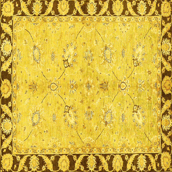 Square Machine Washable Oriental Yellow Traditional Rug, wshabs449yw