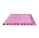 Sideview of Machine Washable Oriental Pink Traditional Rug, wshabs449pnk