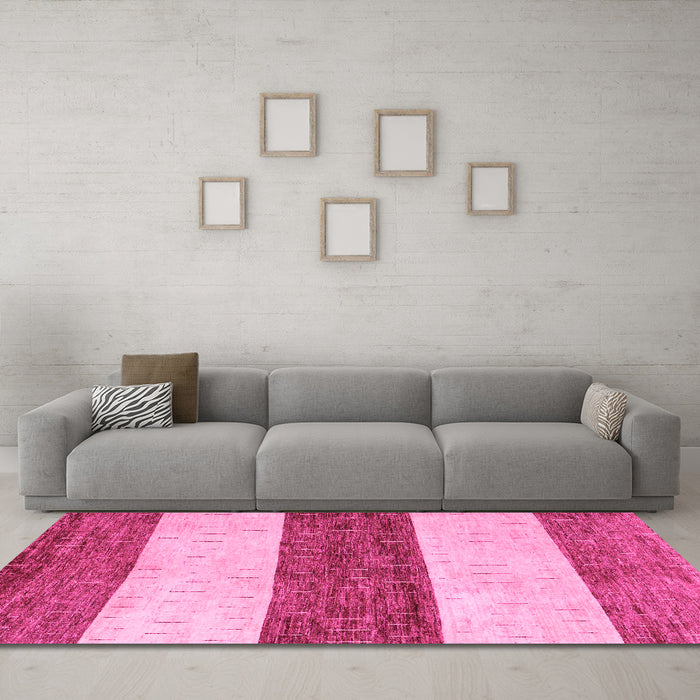 Machine Washable Abstract Pink Modern Rug in a Living Room, wshabs44pnk