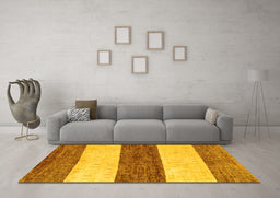 Machine Washable Abstract Yellow Modern Rug in a Living Room, wshabs44yw