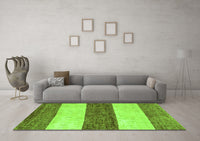 Machine Washable Abstract Green Modern Rug, wshabs44grn