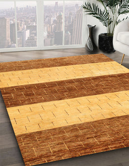 Machine Washable Abstract Orange Red Rug in a Family Room, wshabs44