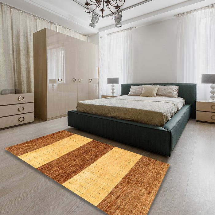 Machine Washable Abstract Orange Red Rug in a Bedroom, wshabs44