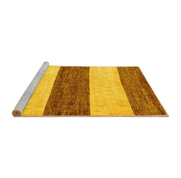 Sideview of Machine Washable Abstract Yellow Modern Rug, wshabs44yw