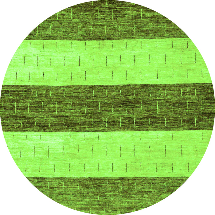 Round Machine Washable Abstract Green Modern Area Rugs, wshabs44grn