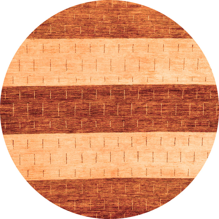 Round Machine Washable Abstract Orange Modern Area Rugs, wshabs44org